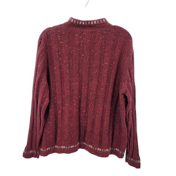Woolrich Womens XL Ruby Heather Henley Sweater Wool Ribbed Knit Red Flecked - Picture 7 of 10